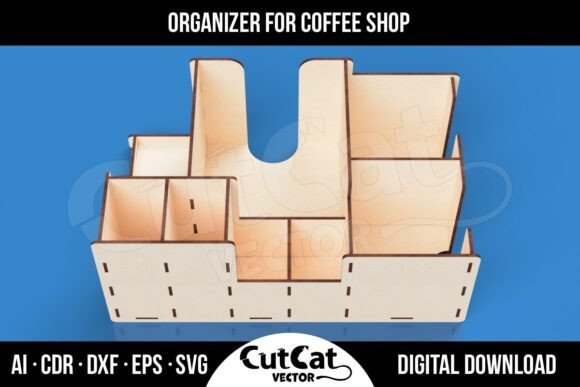 Caja Organizadora De Escritorio Para Estacion De Cafe Creativo Digital